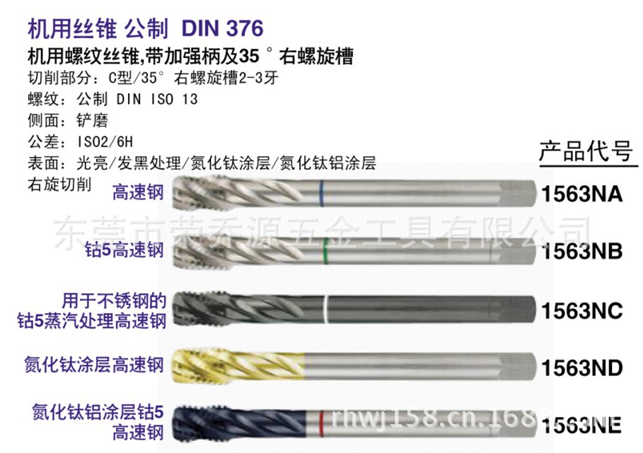 德國機用絲錐精工典范 K牌威耐德DIN376 1563N評測與價格分析